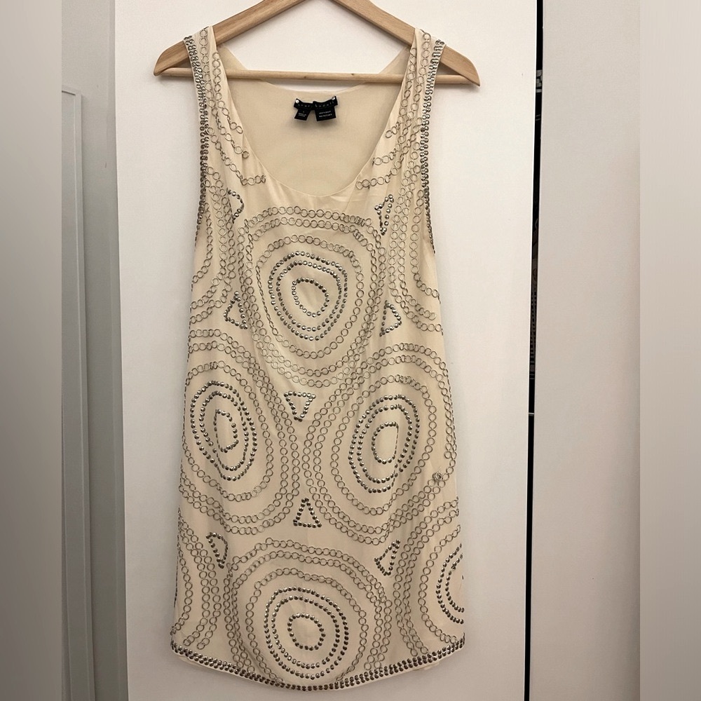 Sheri Bodell Cream and Silver Embellished Dress
